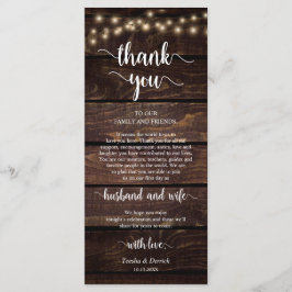 Platzierung Danke, Rustic String lights Card Programm