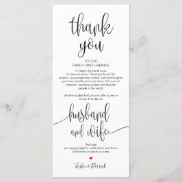 Platzierung Dankeschön Karte für das Hochzeitsesse