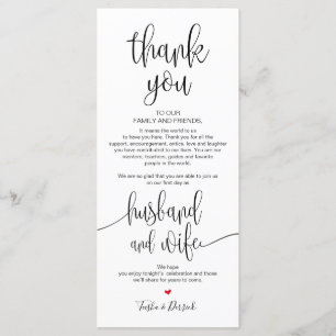 Platzierung Dankeschön Karte für das Hochzeitsesse