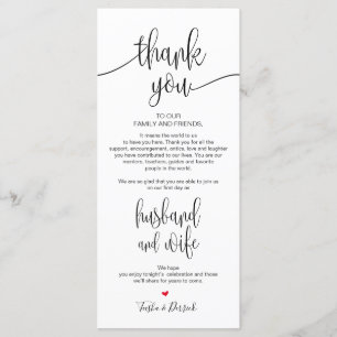 Platzierung Dankeschön Karte für das Hochzeitsesse