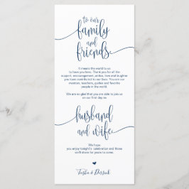 Platzierung Dankeschön Karte für das Hochzeitsesse