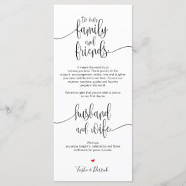 Platzierung Dankeschön Karte für das Hochzeitsesse