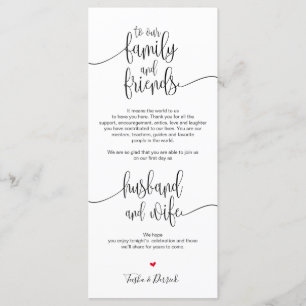 Platzierung Dankeschön Karte für das Hochzeitsesse