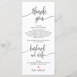 Platzierung Dankeschön Karte für das Hochzeitsesse