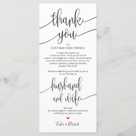 Platzierung Dankeschön Karte für das Hochzeitsesse