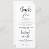 Platzierung Dankeschön Karte für das Hochzeitsesse (Vorne/Hinten)