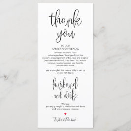 Platzierung Dankeschön Karte für das Hochzeitsesse