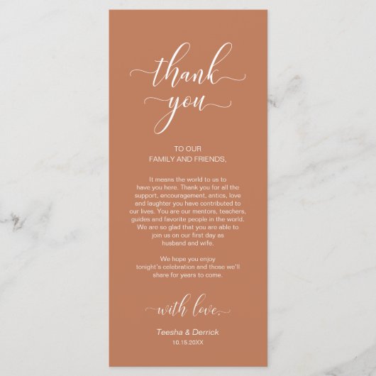 Platzierung Vielen Dank, elegante Copper Brown Car Programm (Vorderseite)