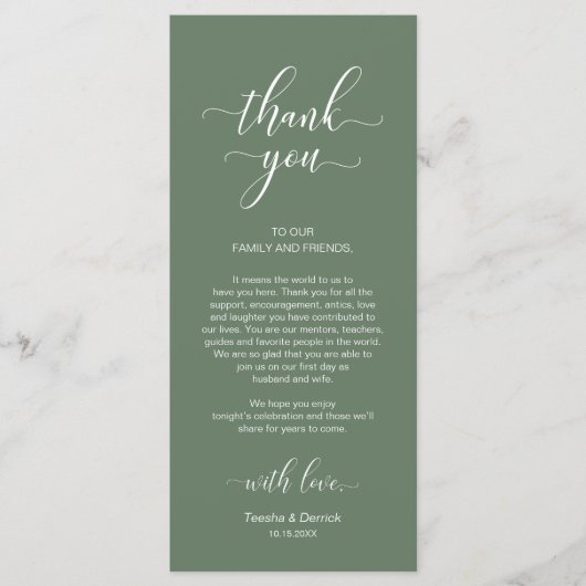 Platzierung Vielen Dank, elegante Sage Green Card Programm (Vorderseite)