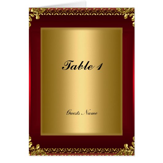 Platzierungskarte und Menü für Gold und Rote Tisch (Vorne)