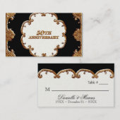 Platzkarte am Tisch - Golden French Swirl 50. (Vorne/Hinten)