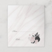 Platzkarte aus schwarzem und rosa Blumenmarmor (Außenseite Aufgefaltet)