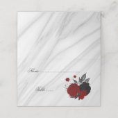 Platzkarte aus schwarzem und rotem Blumen (Außenseite Aufgefaltet)