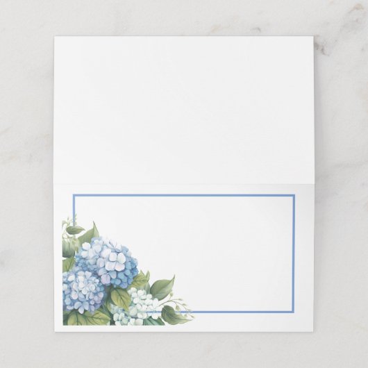 Platzkarte-Blue Hydrangeas Platzkarte (Außenseite Aufgefaltet)