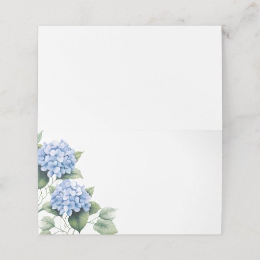 Platzkarte-Blue Hydrangeas Platzkarte (Außenseite Aufgefaltet)