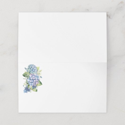 Platzkarte-Blue Hydrangeas Platzkarte (Außenseite Aufgefaltet)