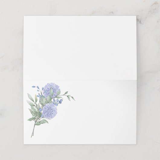 Platzkarte-Blue Hydrangeas Platzkarte (Außenseite Aufgefaltet)