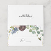 Platzkarte Burgund Blumen und Grünpflanzen (Außenseite Aufgefaltet)