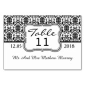 Platzkarte der Tischnummer Schwarz-Weiß (Vorderseite)