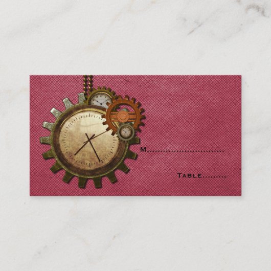 Platzkarte der Vintagen Uhr, rosa (Vorderseite)