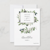 Platzkarte des DIY-Menüs für moderne Olivenzweige (Vorderseite)