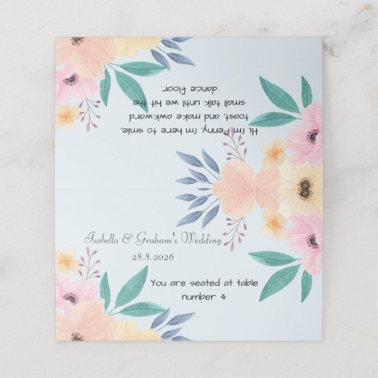 Platzkarte - Einfache Blume (Außenseite Aufgefaltet)