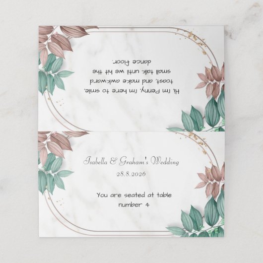 Platzkarte - Einfaches Design (Außenseite Aufgefaltet)