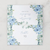 Platzkarte für Aquarellblau-Rose (Außenseite Aufgefaltet)