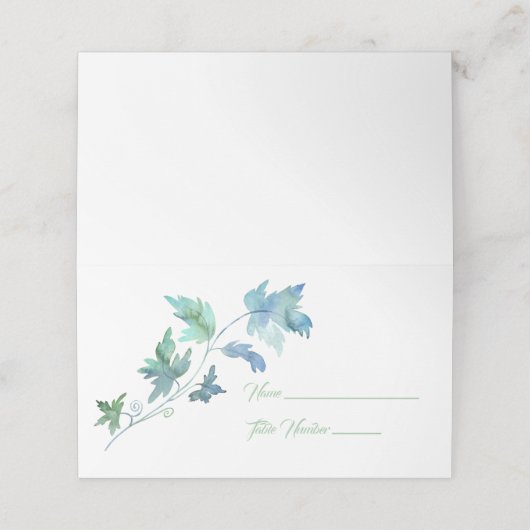 Platzkarte für die Bezeichnung von blauem und grün (Außenseite Aufgefaltet)