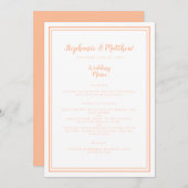 Platzkarte für einfache Peach Wedding Dinner Menü Menükarte (Vorne/Hinten)