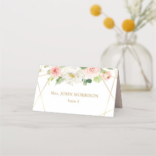 Platzkarte für geometrische Hochzeiten in Gold und