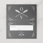 Platzkarte für graue Monogramm- und Pfeile-Empfang (Außenseite Aufgefaltet)