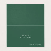 Platzkarte für grüne und weiße Hochzeitstische (Außenseite Aufgefaltet)