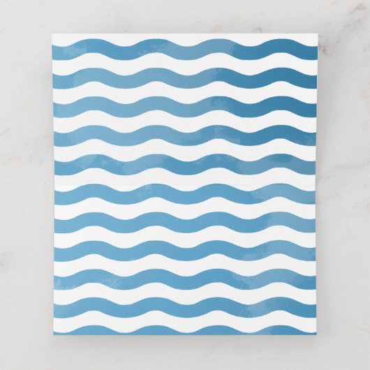 Platzkarte für Hochzeiten am Strand Blue Watercolo (Innenseite Aufgefaltet)