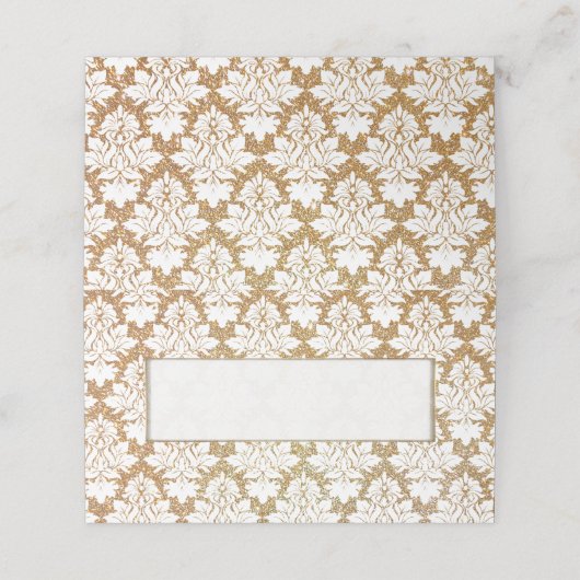 Platzkarte für Hochzeitsfalte in Gold und Weiß (Außenseite Aufgefaltet)