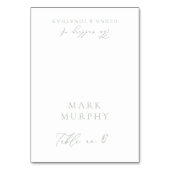 Platzkarte für Hochzeitssachen mit Grün- und Weißk Tischnummer (Vorderseite)