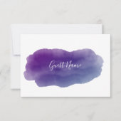 Platzkarte für lila Aquarellnamen (Vorderseite)