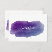 Platzkarte für lila Aquarellnamen (Vorne/Hinten)