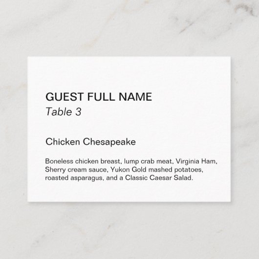 Platzkarte für Museumsstil (Rückseite)