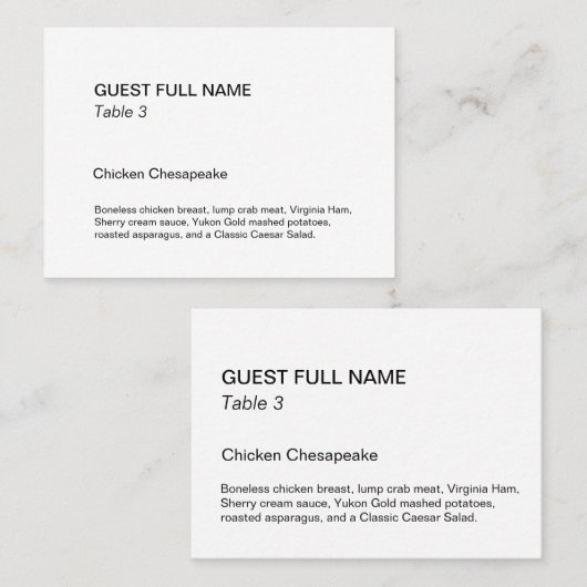 Platzkarte für Museumsstil (Vorne/Hinten)