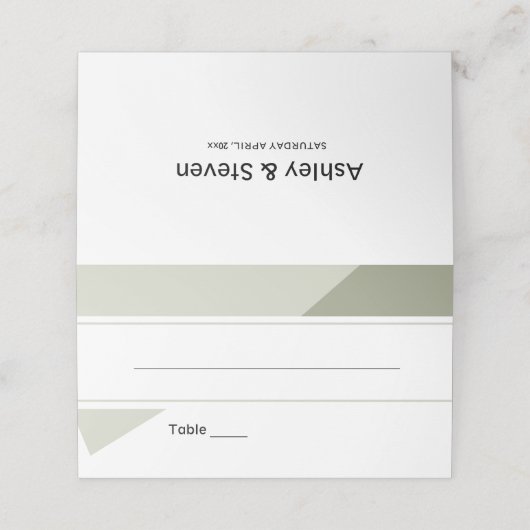 Platzkarte für personalisiert geometrisches Design (Außenseite Aufgefaltet)