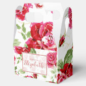 Platzkarte für rote Rose und Weißdruck Geschenkschachtel (Geöffnet)