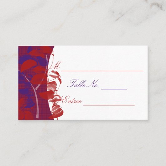 Platzkarte für rotes und Lila Leaf-Design (Vorderseite)