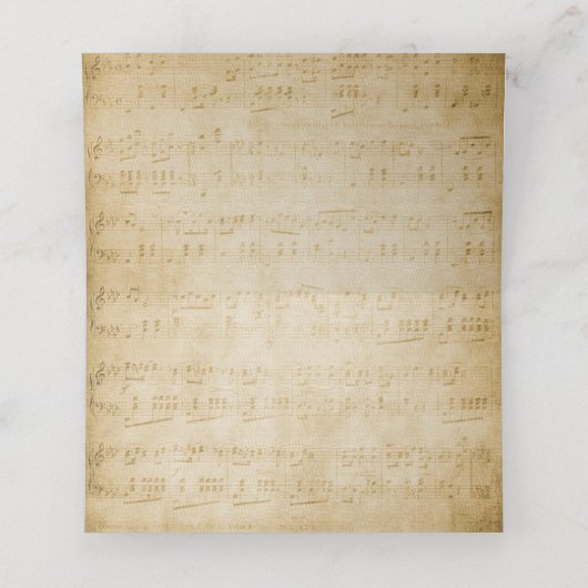 Platzkarte für Vintage Musik oder Begleitkarte (Innenseite Aufgefaltet)