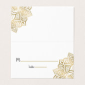 Platzkarte Goldpaisley-Spitze Mandala Visitenkarten (Außenseite Aufgefaltet)