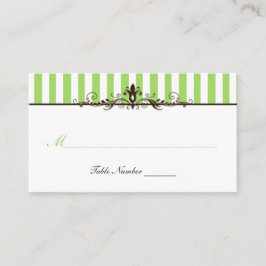Platzkarte grün, braun und weiß gestrichen
