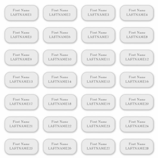 Platzkarte Guest Names x28 Individal Clear Name Aufkleber (Vorderseite)