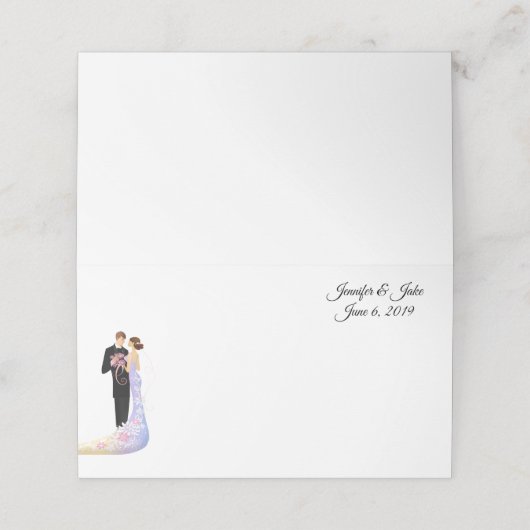 Platzkarte-Hochzeit-Individuelle Namen mit falsche Platzkarte (Außenseite Aufgefaltet)