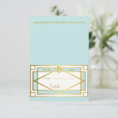 Platzkarte, Hochzeit, Meeting, Gatsby, Minze weiß Einladung (Stehend Vorderseite)