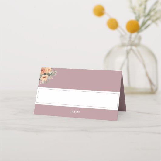 Platzkarte - Hochzeitsdesign in Rosa und Blumen (Vorderseite)